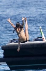 MICHELLE RODRIGUEZ in Bikini at a Boat in Sardinia