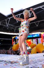 MILEY CYRUS Performs at Capital Summertime Ball in London