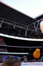 MILEY CYRUS Performs at Capital Summertime Ball in London