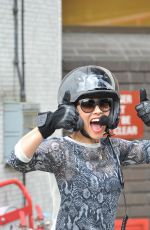 MYLEENE KLASS Leave ITV Studios on a Bike 