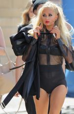 PARIS HILTON  on the Set of Her New Music Video in Los Angeles
