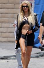 PARIS HILTON  on the Set of Her New Music Video in Los Angeles