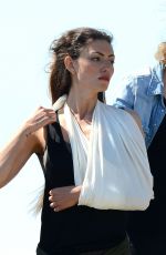 PHOEBE TONKIN on the Set of Take Down in Wales