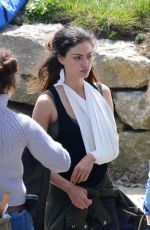 PHOEBE TONKIN on the Set of Take Down in Wales
