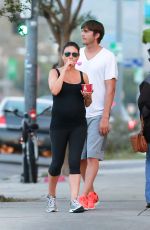 Pregnant MILA KUIS and Ashton Kutcher Out in Sherman Oaks