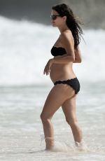 RACHEL BIULSON in a Black Bikini on the Beach in Barbados