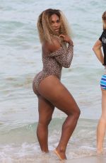 SERENA WILLIAMS and CAROLINE WOZNIACKI in Bikinis at a Beach in Miami