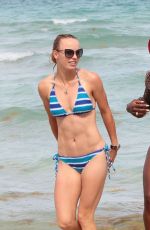SERENA WILLIAMS and CAROLINE WOZNIACKI in Bikinis at a Beach in Miami