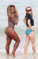 SERENA WILLIAMS and CAROLINE WOZNIACKI in Bikinis at a Beach in Miami