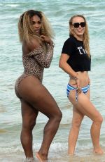 SERENA WILLIAMS and CAROLINE WOZNIACKI in Bikinis at a Beach in Miami