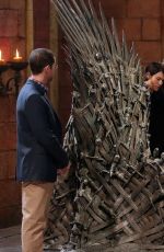 SOPHIE TURNER and Queen Elizabeth II on teh Set of Game of Thrones in Belfast