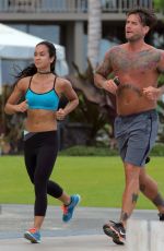 AJ LEE Out Jogging at a Beach in Hawaii