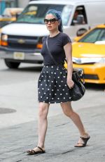 ANNA PAQUIN in Polka Dot Skirt Out in New York