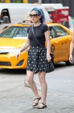 ANNA PAQUIN in Polka Dot Skirt Out in New York