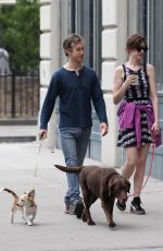 ANNE HATHAWAY and Adam Shulman Walks Her Dogs Out in New York