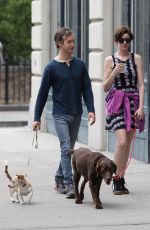ANNE HATHAWAY and Adam Shulman Walks Her Dogs Out in New York