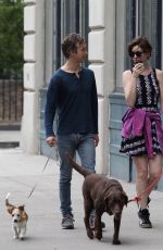 ANNE HATHAWAY and Adam Shulman Walks Her Dogs Out in New York