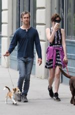ANNE HATHAWAY and Adam Shulman Walks Her Dogs Out in New York