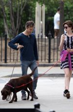ANNE HATHAWAY and Adam Shulman Walks Her Dogs Out in New York