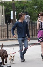 ANNE HATHAWAY and Adam Shulman Walks Her Dogs Out in New York