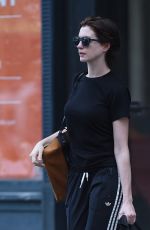 ANNE HATHAWAY Leaves Her Home in Brooklyn