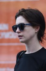 ANNE HATHAWAY Leaves Her Home in Brooklyn