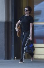 ANNE HATHAWAY Leaves Her Home in Brooklyn