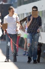 ANNE HATHAWAY Walks Her Dogs in Brooklyn