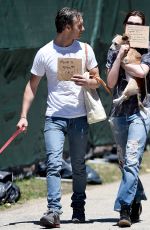 ANNE HATHAWAY Walks Her Dogs in Brooklyn