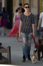 ANNE HATHAWAY Walks Her Dogs in Brooklyn