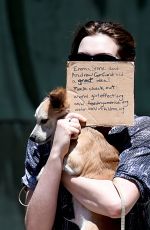 ANNE HATHAWAY Walks Her Dogs in Brooklyn