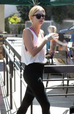 ASHLEY BENSON in Tights at Starbucks in Los Angeles