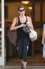 ASHLEY GREENE in Tights Shopping at Bristol Farms in West Hollywood
