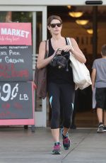 ASHLEY GREENE in Tights Shopping at Bristol Farms in West Hollywood