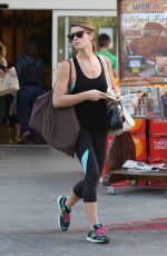 ASHLEY GREENE in Tights Shopping at Bristol Farms in West Hollywood