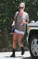 ASHLEY TISDALE in Denim Shorts Out in Studio City