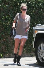 ASHLEY TISDALE in Denim Shorts Out in Studio City
