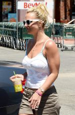 BRITNEY SPEARS in Shorts and Tank Top at Starbucks in Los Angeles