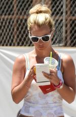 BRITNEY SPEARS in Shorts and Tank Top at Starbucks in Los Angeles