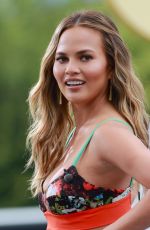 CHRISSY TEIGEN on the Set of Extra in universal City
