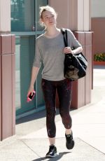 ELLE FANNING Arrives at a Dance Class in Studio City