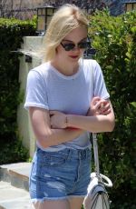 ELLE FANNING in Daisy Dukes Out and About in Studio City