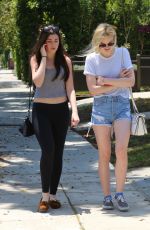 ELLE FANNING in Daisy Dukes Out and About in Studio City