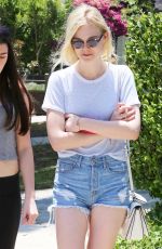 ELLE FANNING in Daisy Dukes Out and About in Studio City