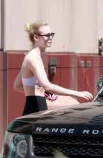 ELLE FANNING in Tights Leaves a Gym in Studio City