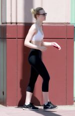 ELLE FANNING in Tights Leaves a Gym in Studio City