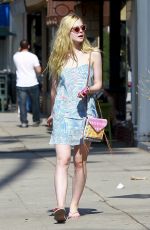 ELLE FANNING Leaves a Nail Salon in Studio City