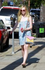 ELLE FANNING Leaves a Nail Salon in Studio City