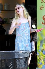ELLE FANNING Leaves a Nail Salon in Studio City
