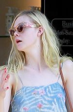 ELLE FANNING Leaves a Nail Salon in Studio City